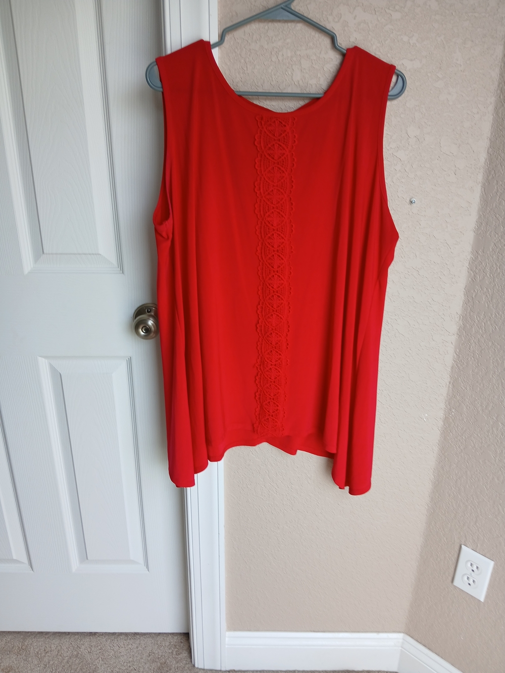 Cato Bright Red Sleeveless Tank with Crochet Back Panel